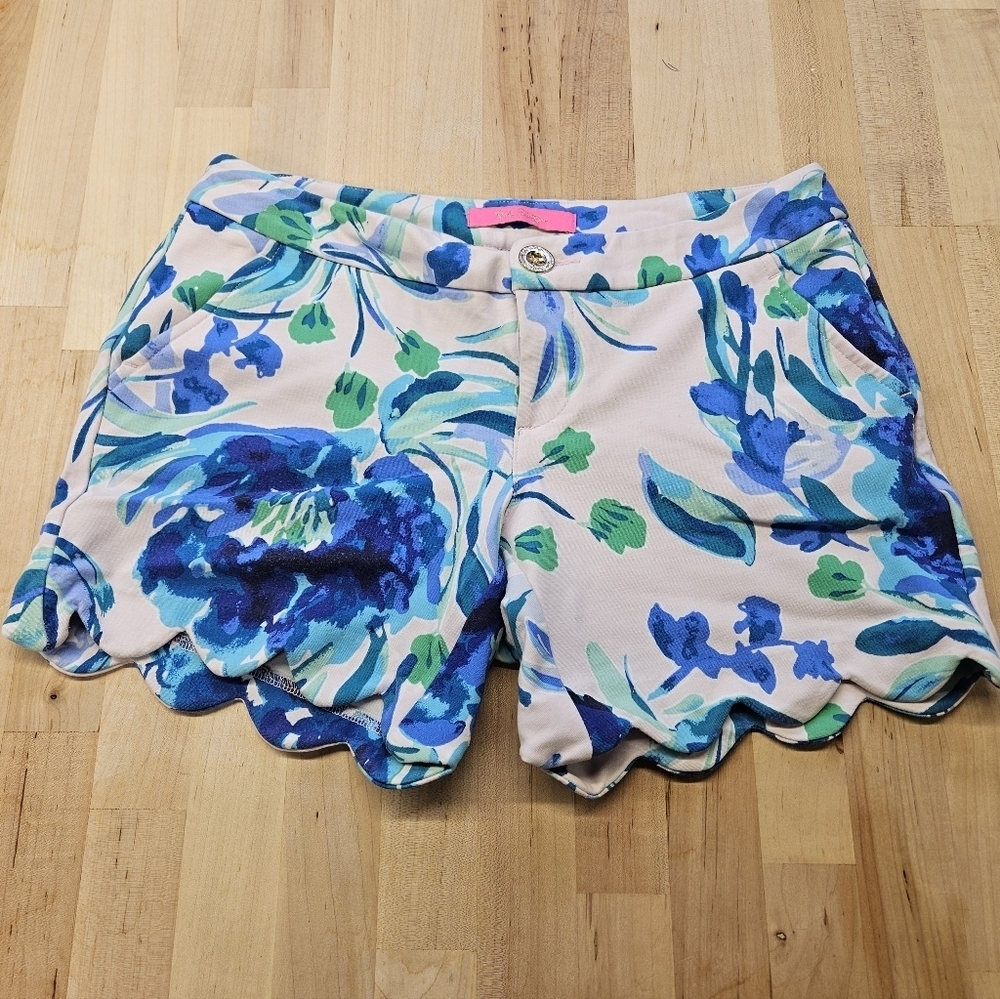 Lilly Pulitzer Buttercup Knit Pink Tropic Sweet Pea Shorts Style 001272 Size 00